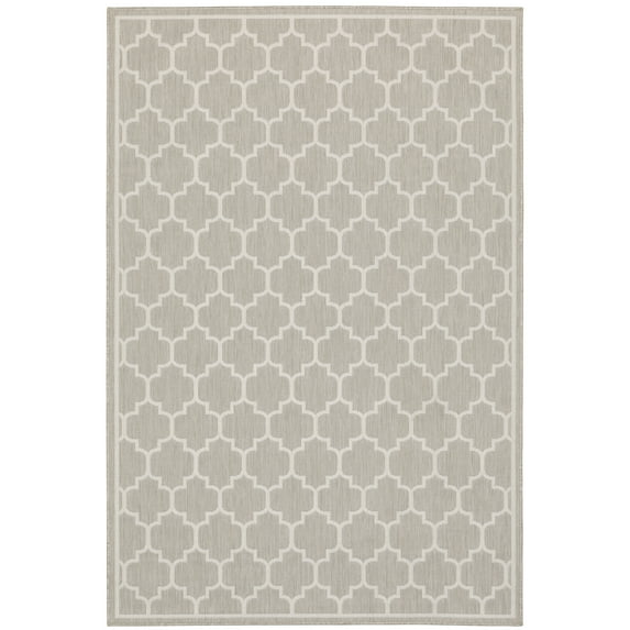 Avalon Home 5' x 7' Gray and Taupe Trellis Outdoor Rug