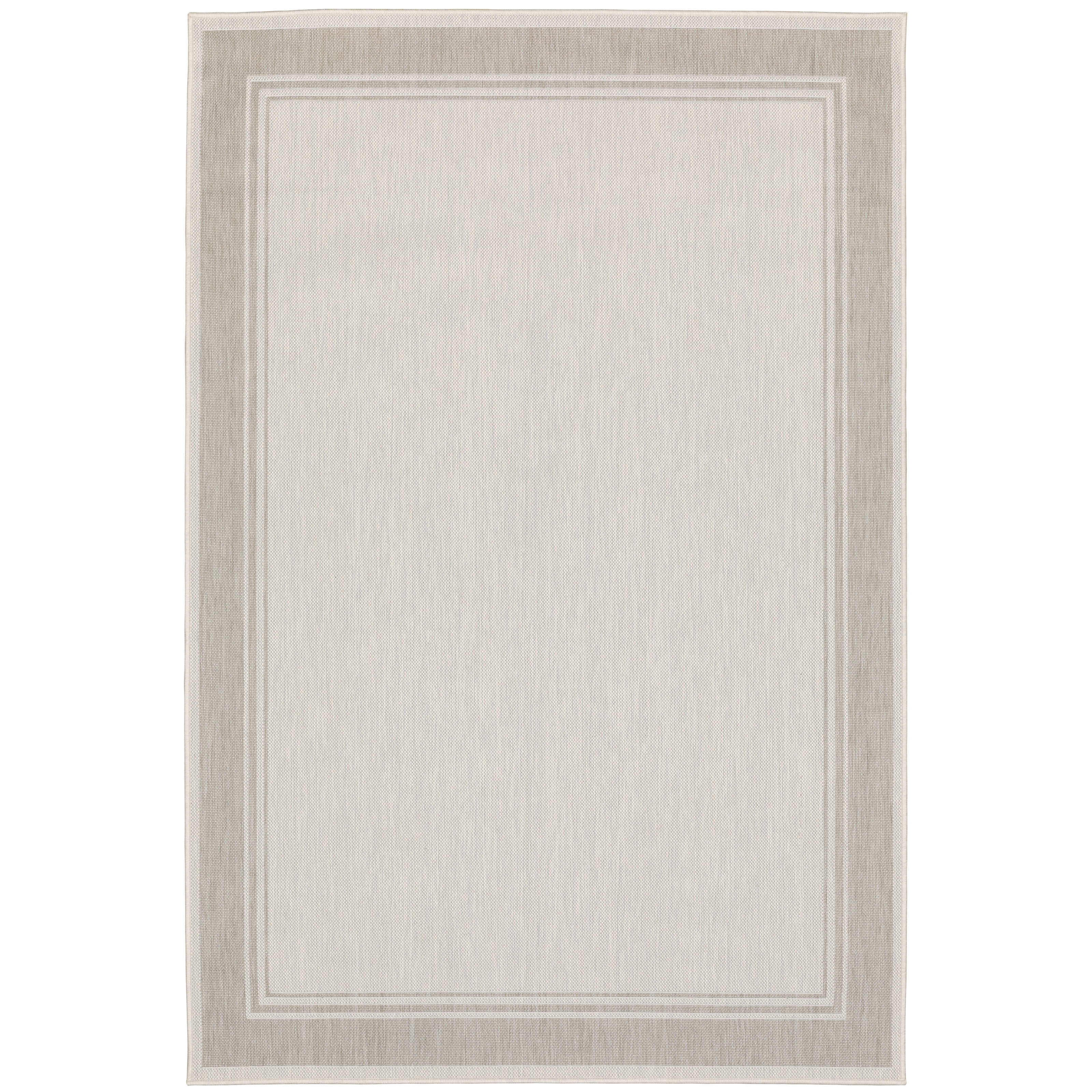 Avalon Home 6' x 9' Gray and Ivory Border Outdoor Rug
