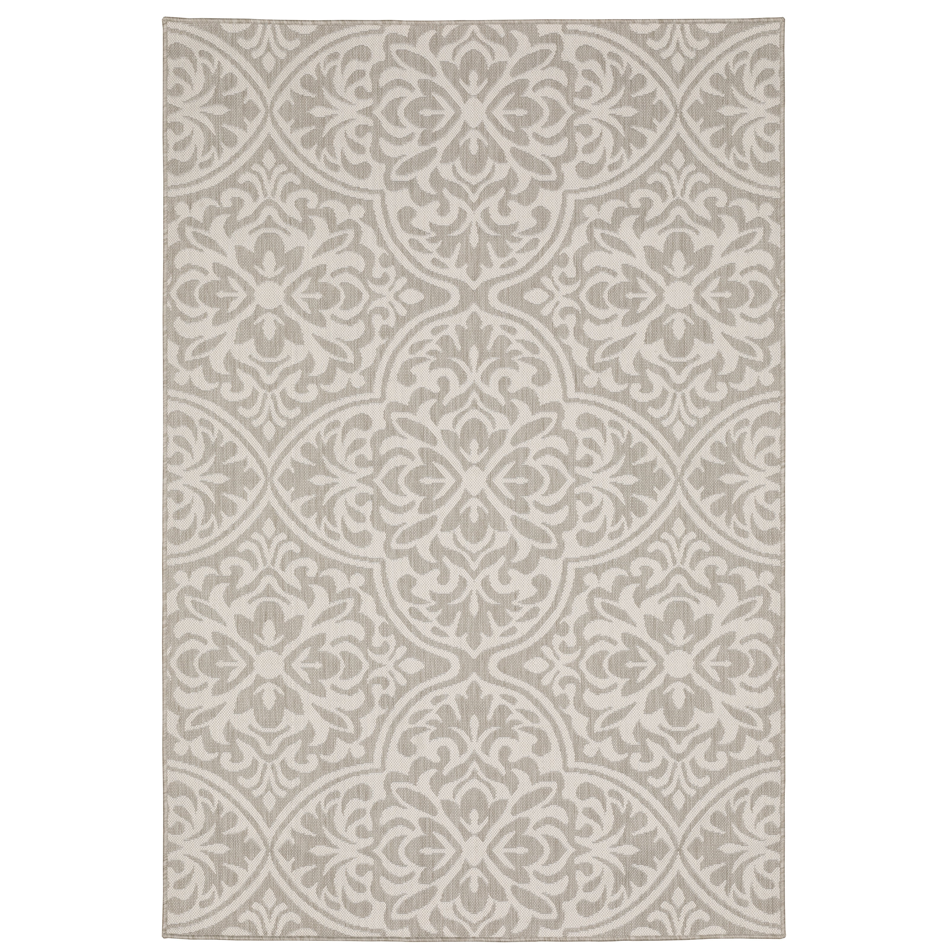 Avalon Home 6' x 9' Gray and Taupe Floral Outdoor Rug