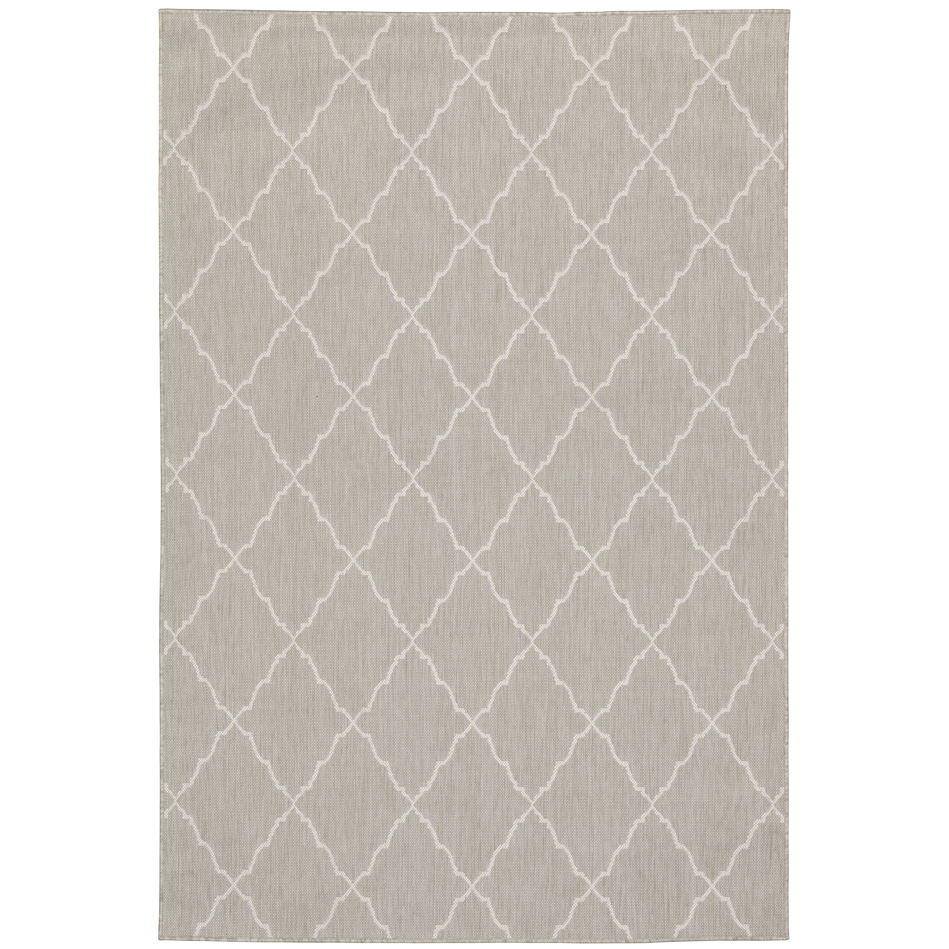 Avalon Home 6' x 9' Gray and Taupe Geometric and Trellis Outdoor Rug