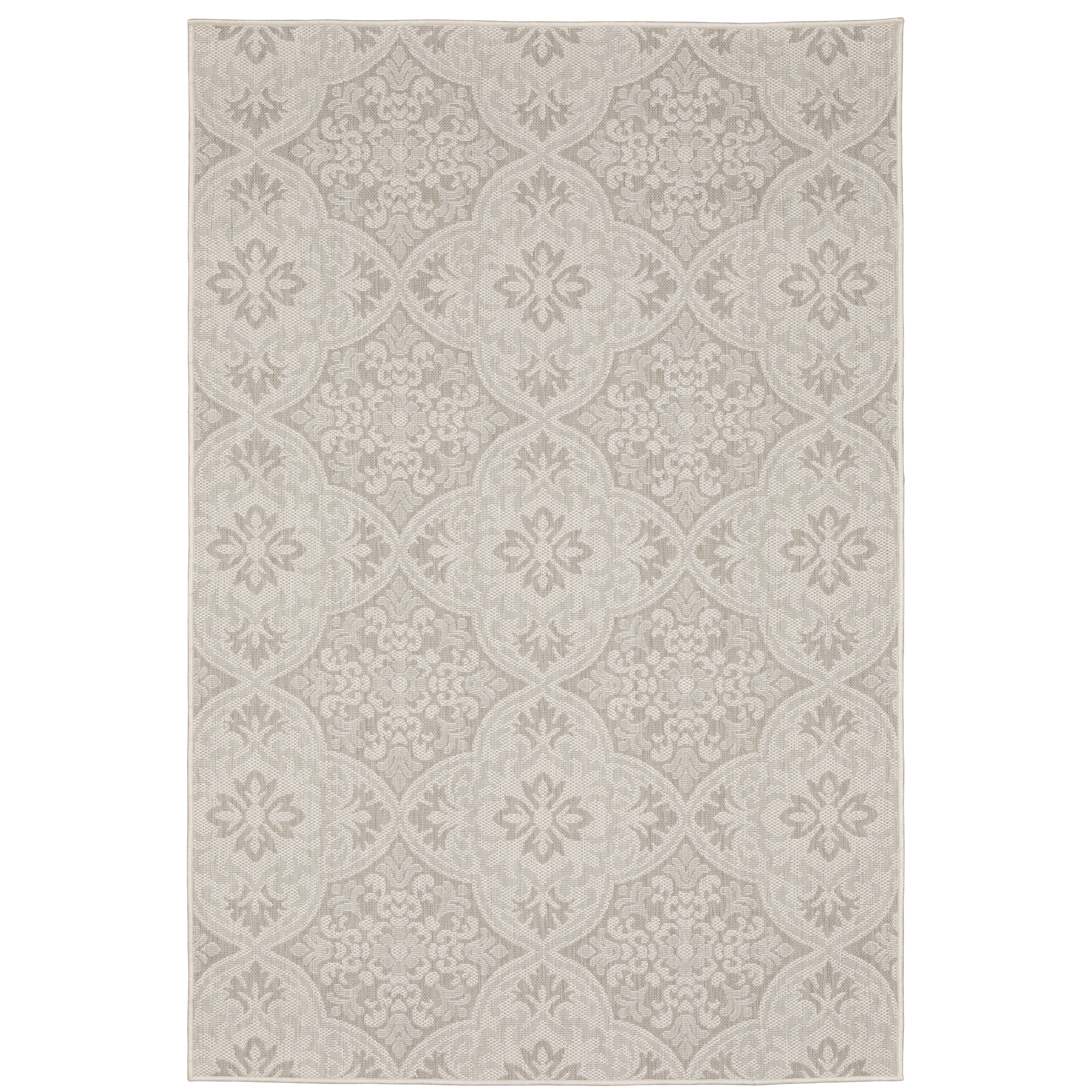 Avalon Home 6' x 9' Ivory and Gray Floral Outdoor Rug