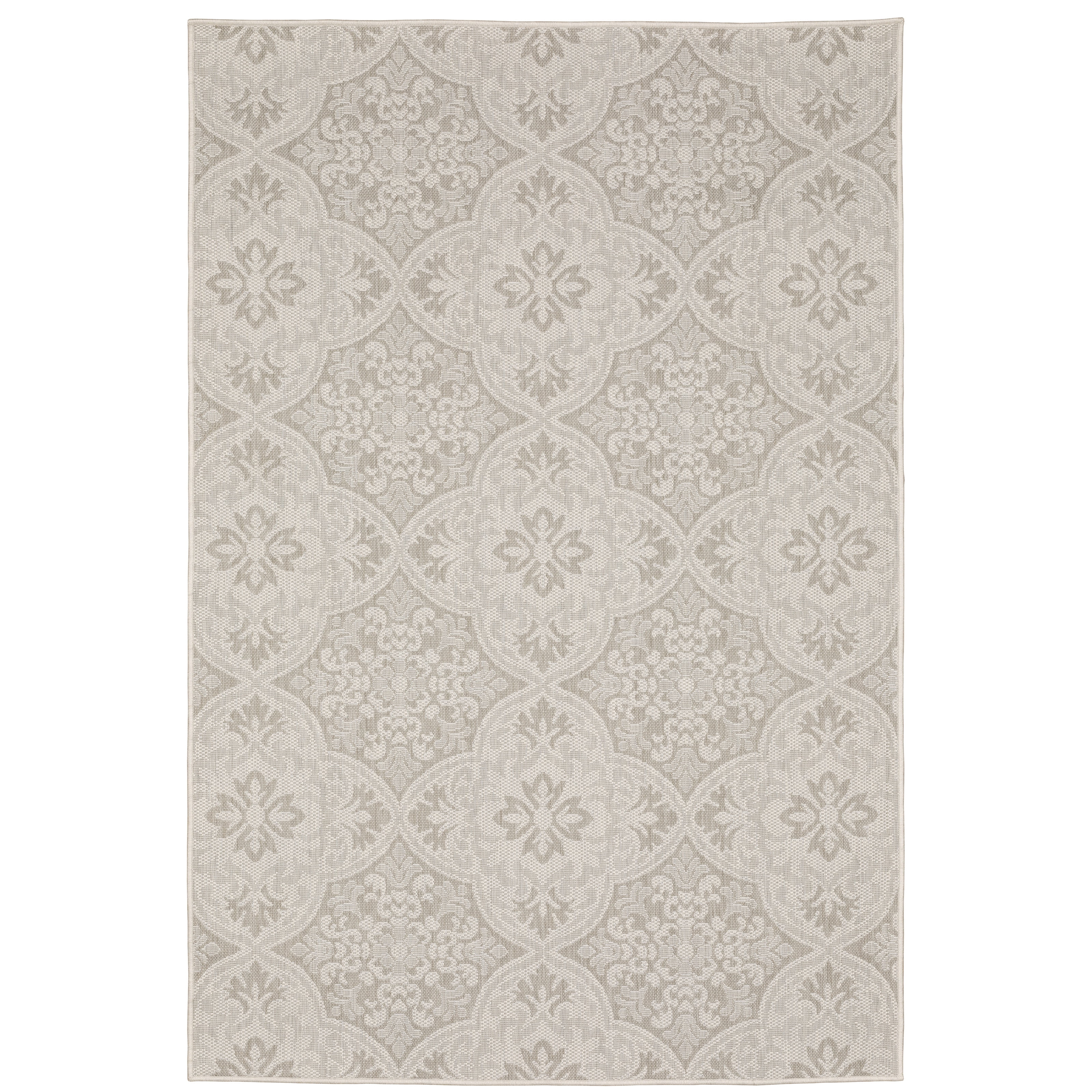 Avalon Home 8' x 10' Ivory and Gray Floral Outdoor Rug