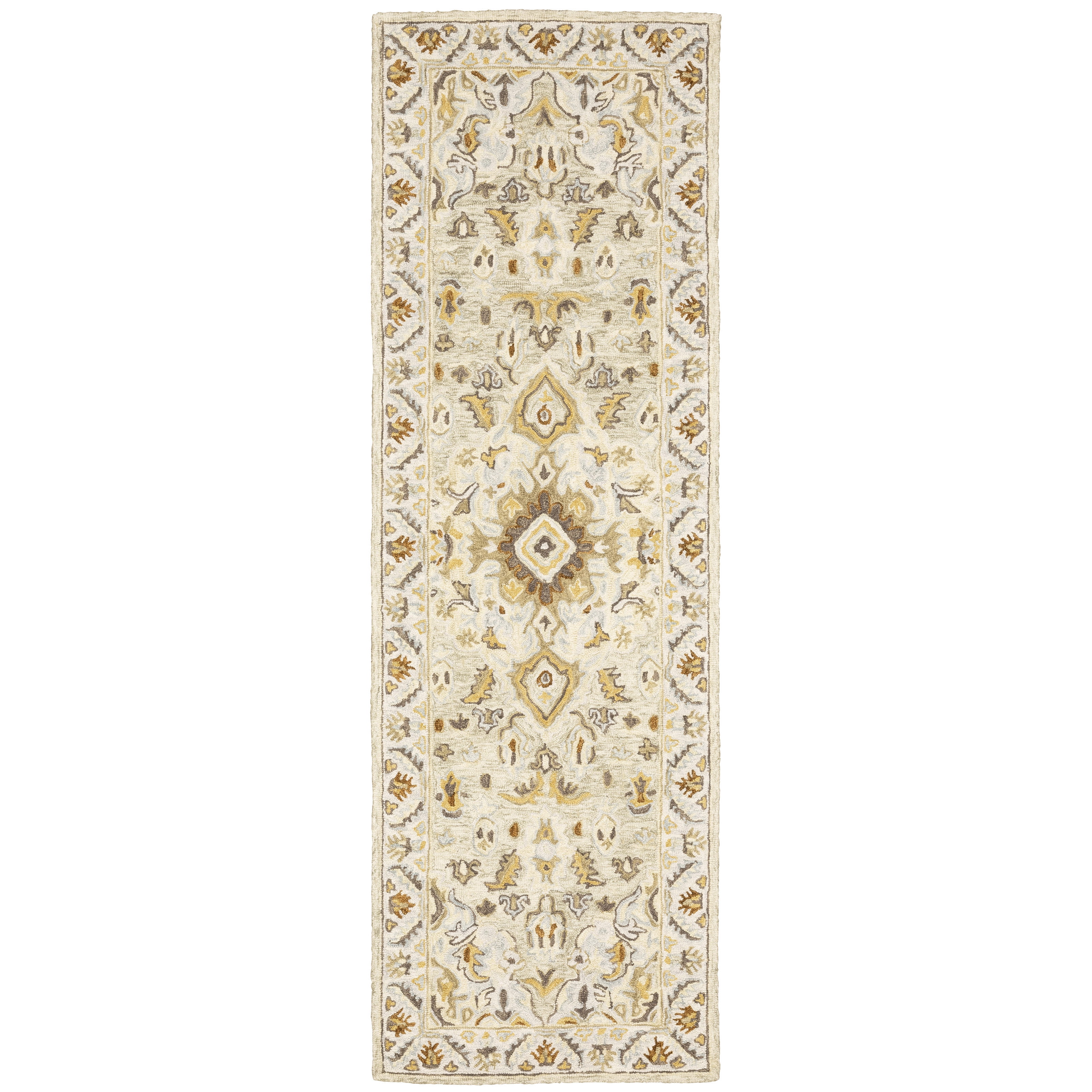 Avalon Home Acadia Bordered Medallion Handcrafted Wool Area Rug or Runner