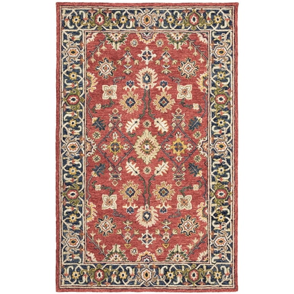 Avalon Home Acadia Floral Border Handcrafted Wool Area Rug or Runner
