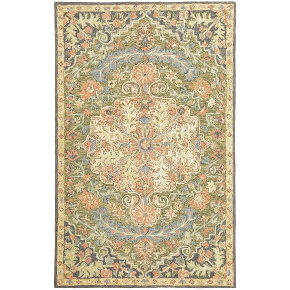 Avalon Home Acadia Medallion Hand-Made Area Rug, 4.99' x 8.01'