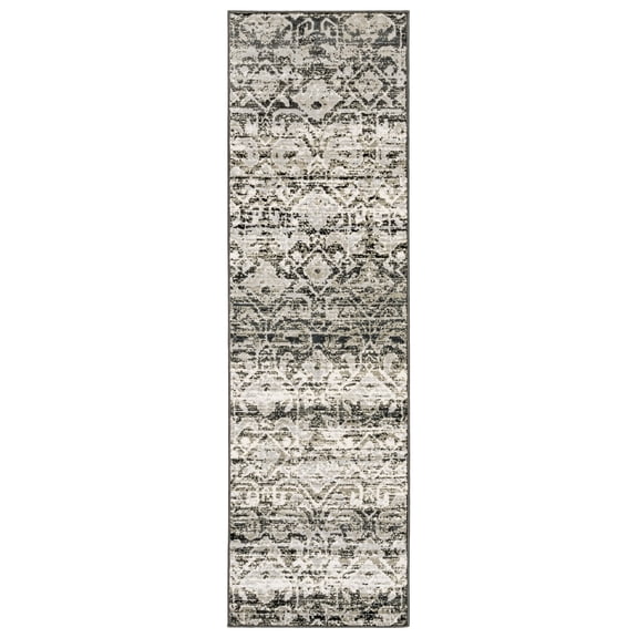 Avalon Home Brecken Geometric Texture Contemporary Runner Rug, Black
