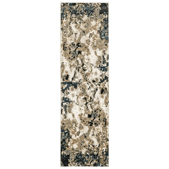 Avalon Home Brecken Hi-Low Textured Distressed Abstract Area Rug or Runner, Multiple Sizes