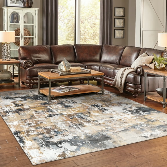 Avalon Home Brecken Hi-Low Textured Distressed Abstract Area Rug or Runner, Multiple Sizes