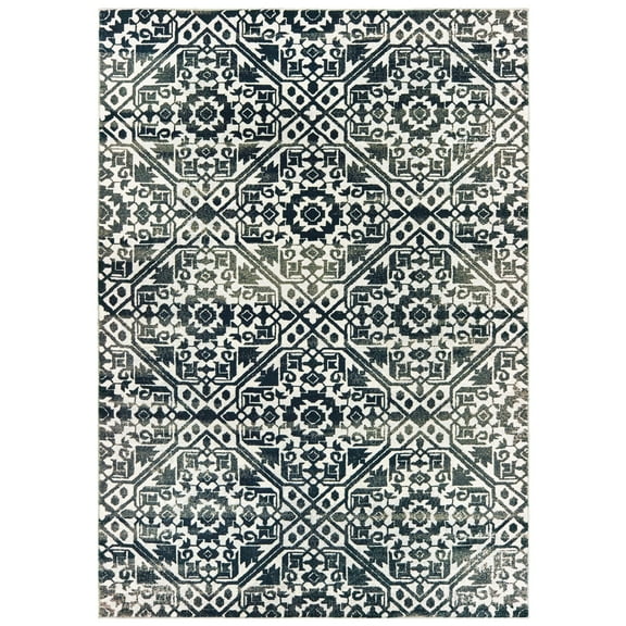 Avalon Home Brecken Hi-Low Textured Floral Tribal Lattice Area Rug or Runner, Multiple Sizes
