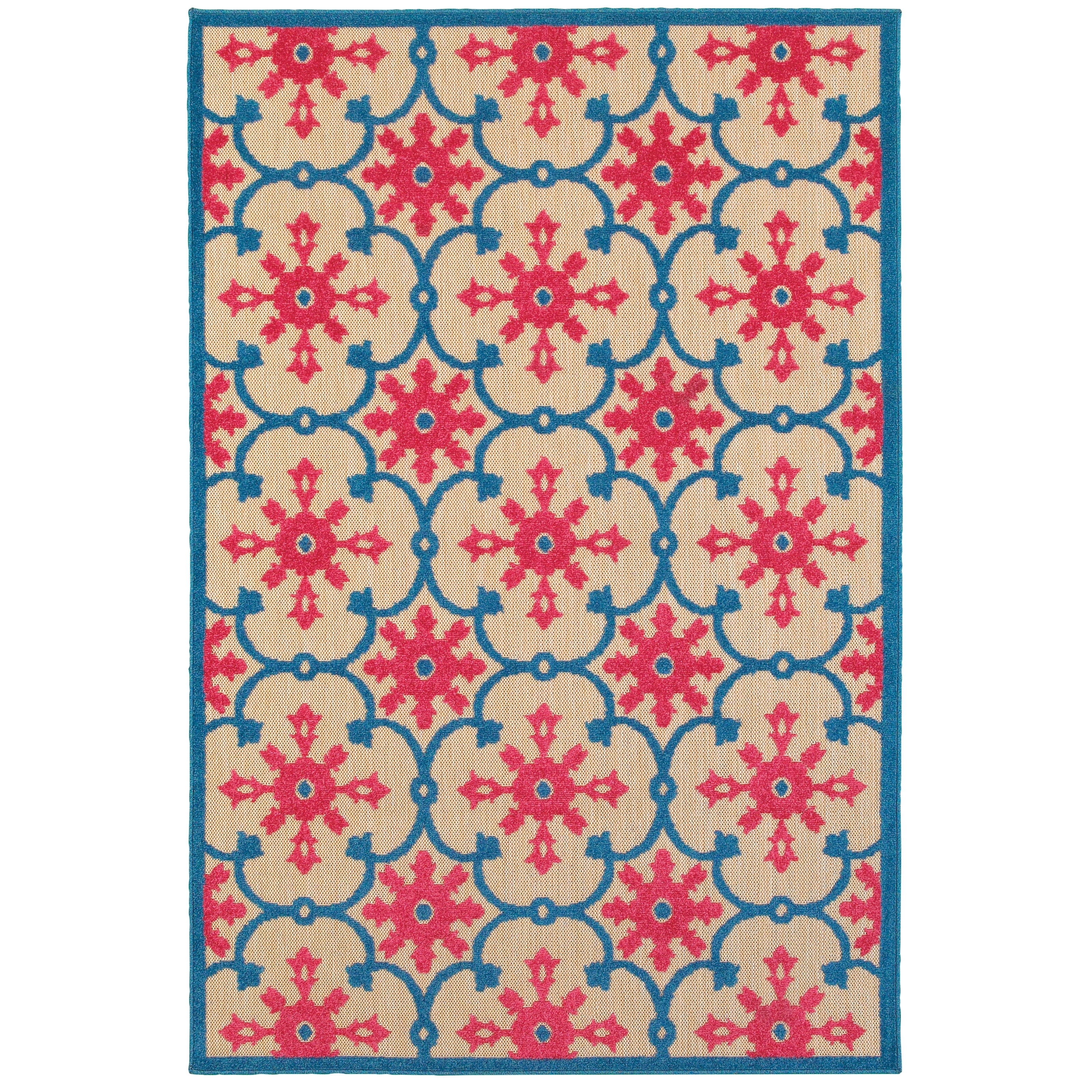 Avalon Home Catalina Intricate Lattice Indoor/Outdoor Mixed Pile Area Rug