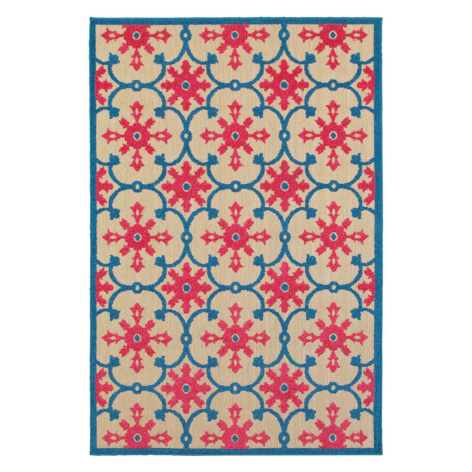 Avalon Home Catalina Intricate Lattice Indoor/Outdoor Mixed Pile Area Rug