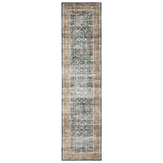 Avalon Home Celeste Washable Bordered Oriental Blue/ Rust Indoor Area Rug