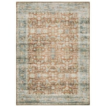 Avalon Home Celeste Washable Bordered Oriental Rust/ Blue Indoor Area Rug