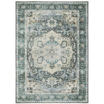Avalon Home Celeste Washable Center Medallion Blue/ Ivory Indoor Area Rug