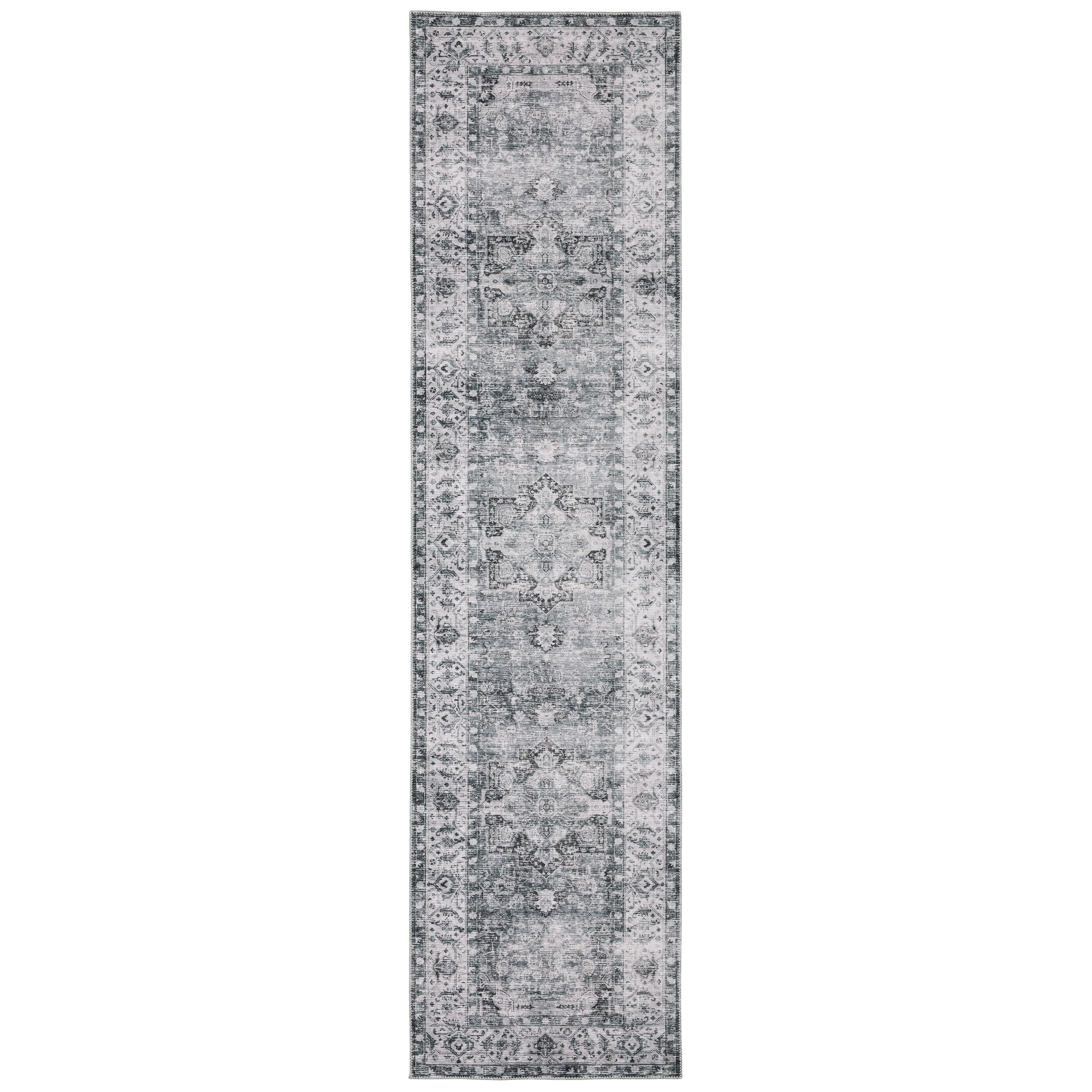 Avalon Home Celeste Washable Center Medallion Charcoal/ Ivory Indoor Area Rug