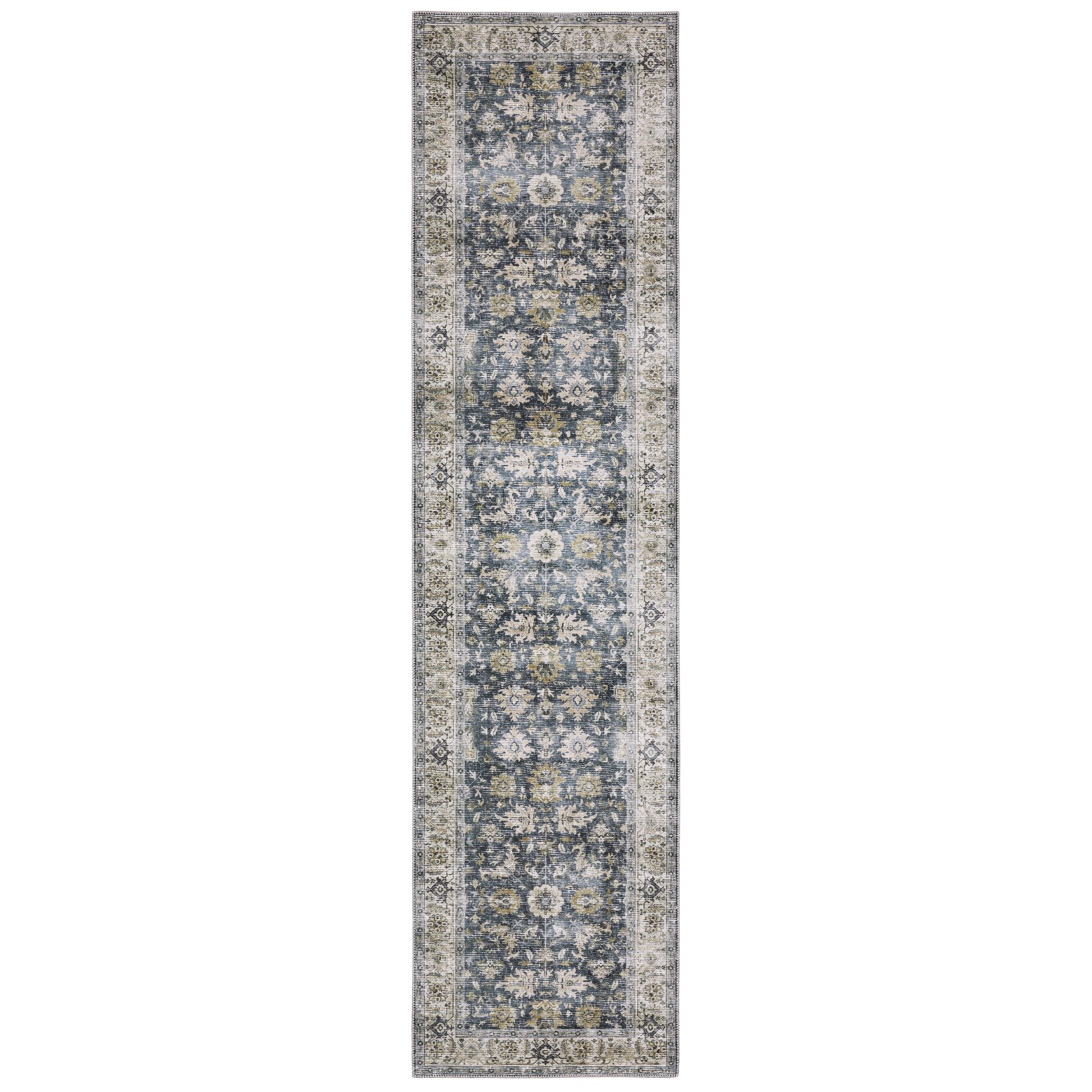 Avalon Home Celeste Washable Vintage Oriental Charcoal/ Gold Indoor Area Rug
