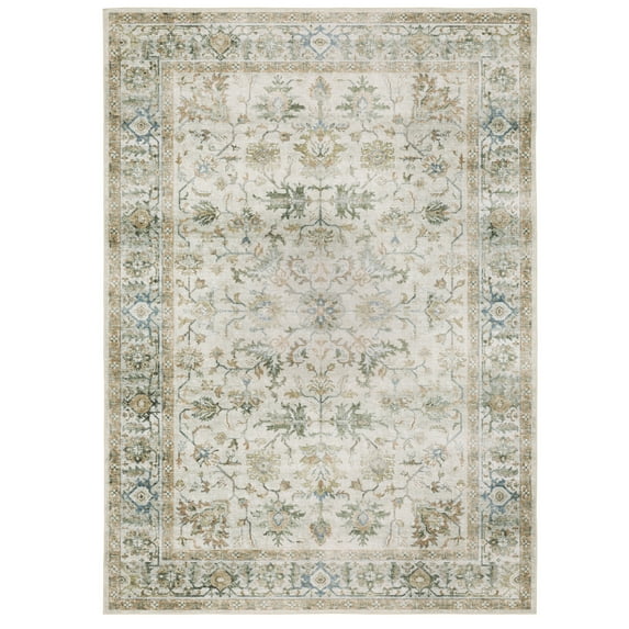 Avalon Home Celeste Washable Vintage Oriental Ivory/ Multi Indoor Area Rug