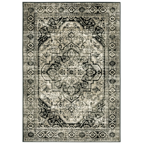 Avalon Home Gracie Distressed Medallion Area Rug, 3'10" X 5'5", Gray/ Black