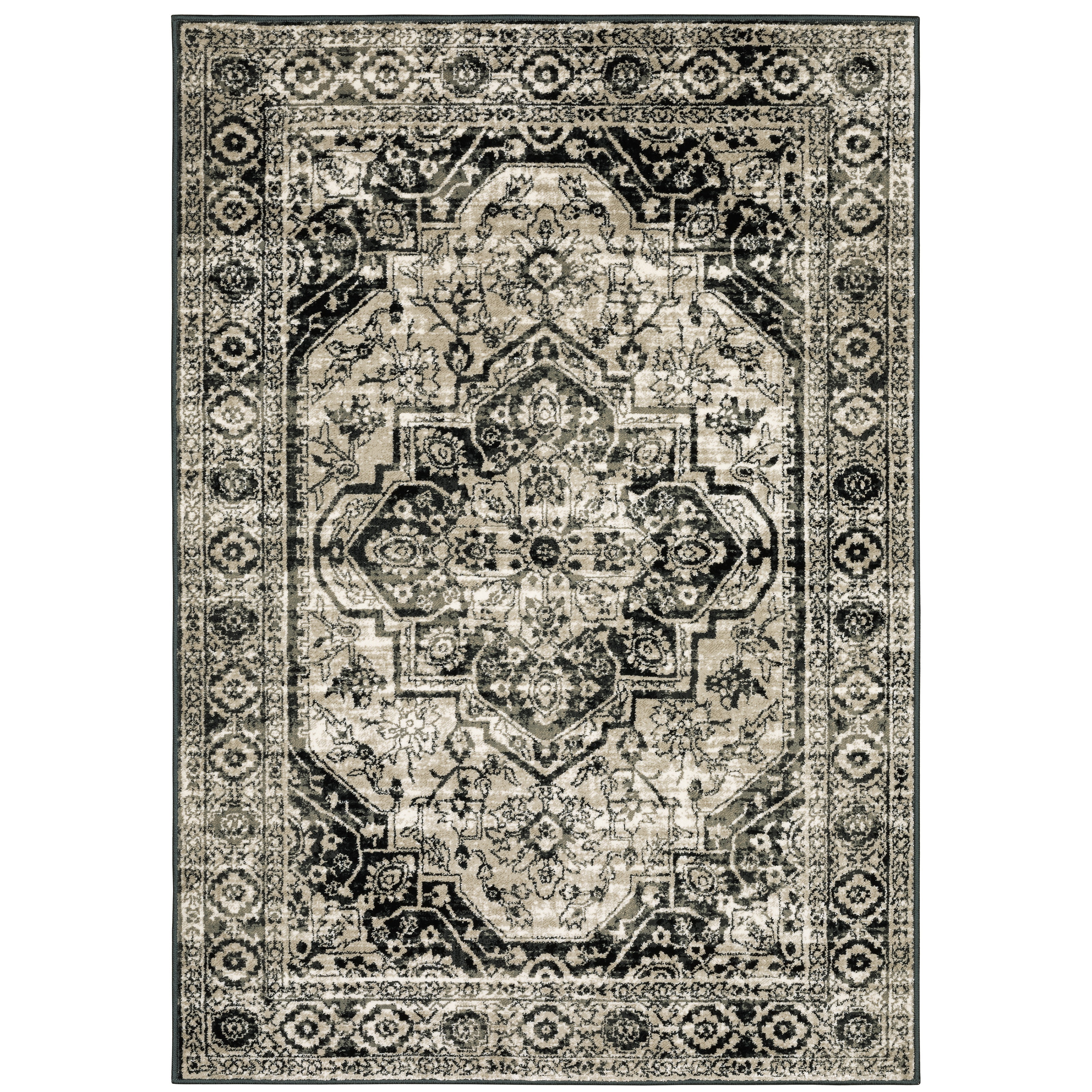 Avalon Home Gracie Distressed Medallion Area Rug, 6'7" X 9'2", Gray/ Black