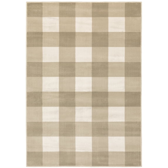 Avalon Home Gracie Gingham Plaid Area Rug, 5'3" X 7'3", Beige/ Ivory
