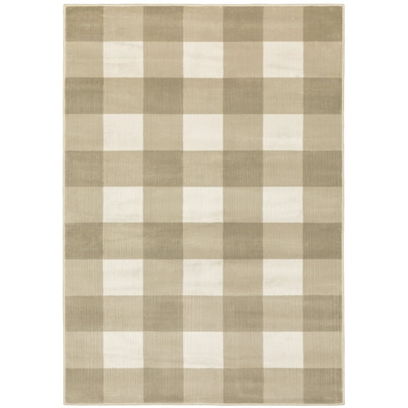 Avalon Home Gracie Gingham Plaid Area Rug, 6'7" X 9'2", Beige/ Ivory