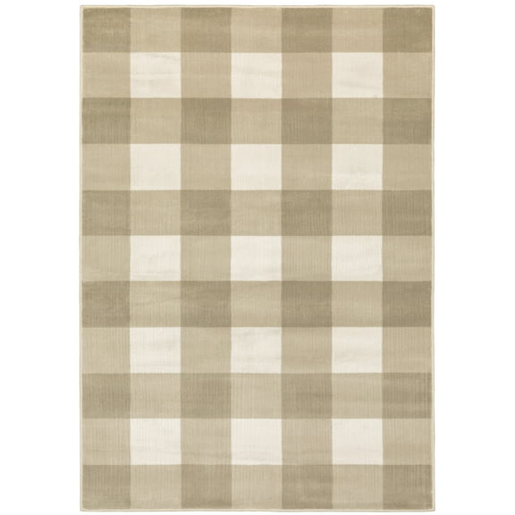 Avalon Home Gracie Gingham Plaid Area Rug, 9'10" X 12'10", Beige/ Ivory