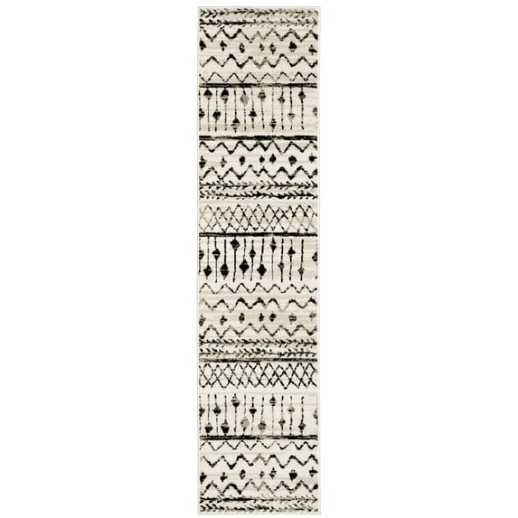 Avalon Home Gracie Southwest Lodge Area Rug, 1'10" X 7'6" Runner, Ivory/ Black