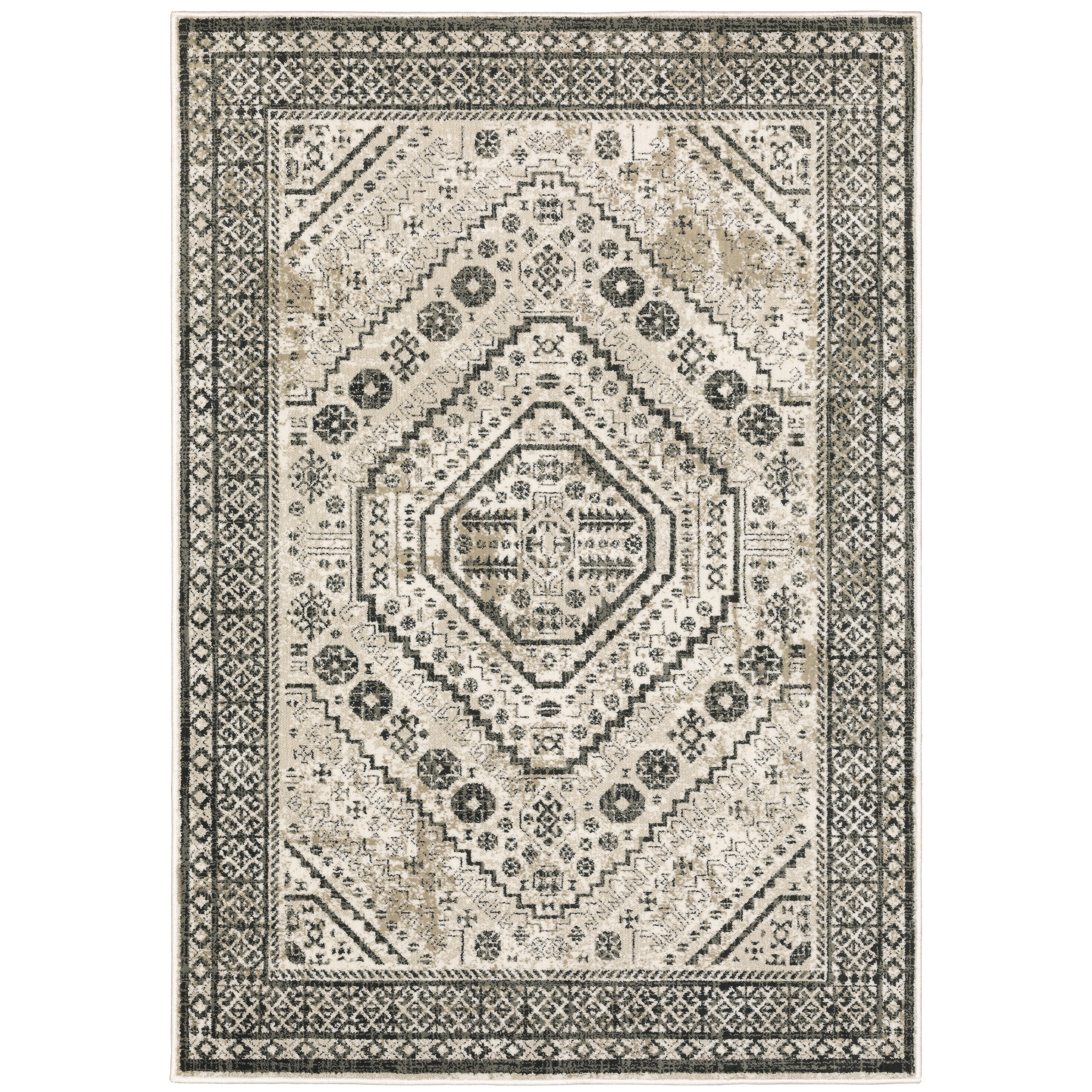 Avalon Home Gracie Traditional Medallion Area Rug, 9'10" X 12'10", Ivory/ Gray