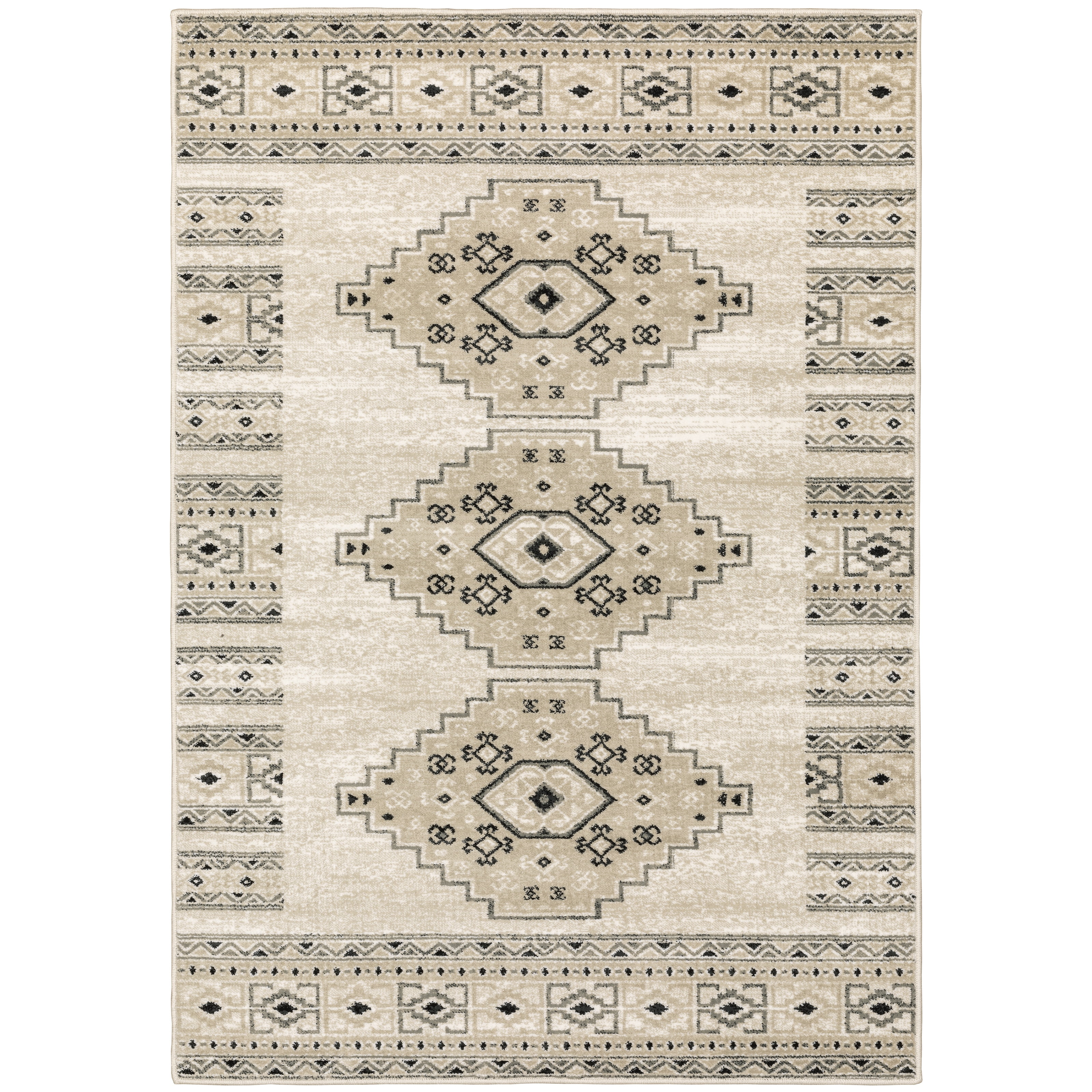Avalon Home Gracie Tribal Medallions Area Rug, 5'3" X 7'3", Ivory/ Gray