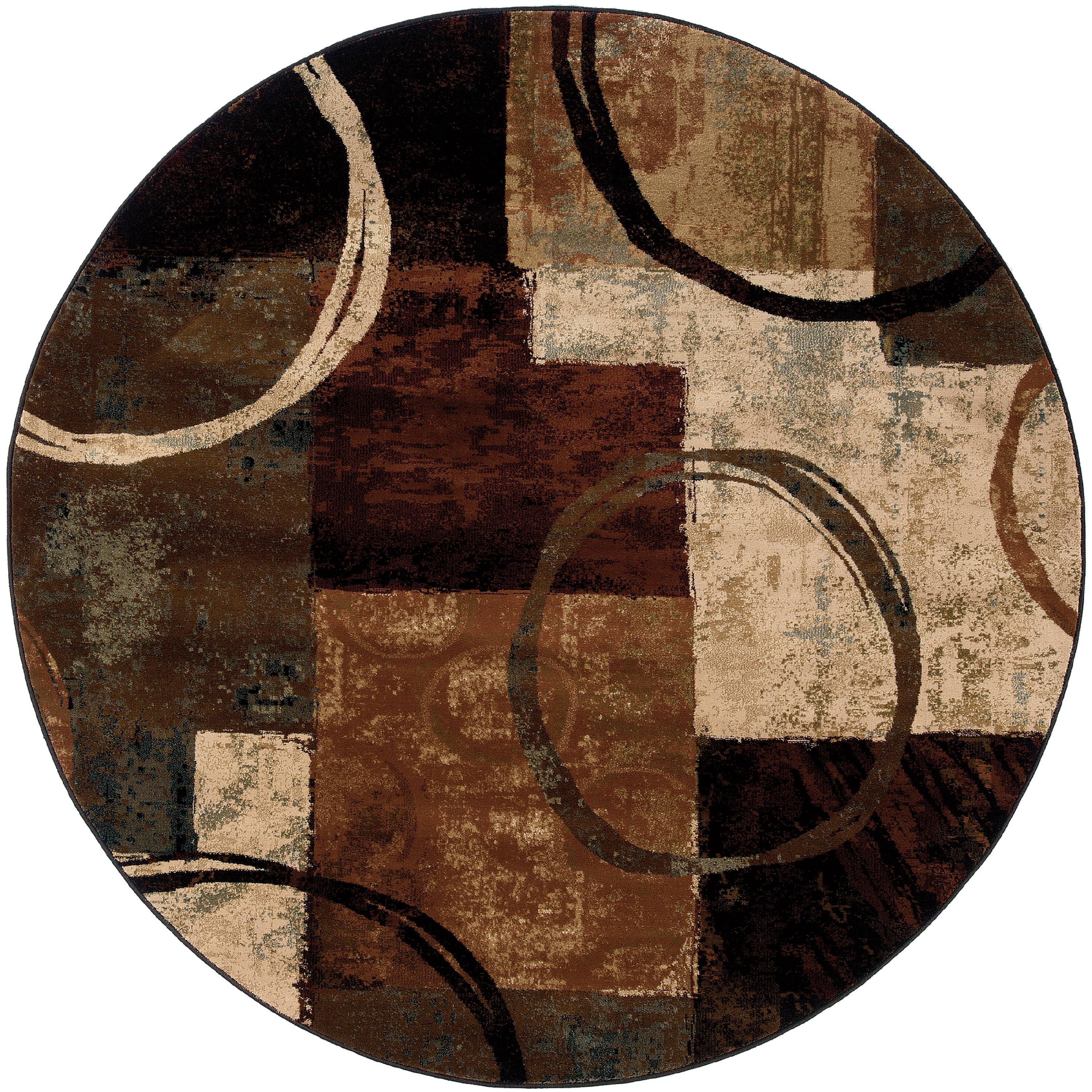 Avalon Home Hamlet Round Abstract Contemporary Area Rug, Brown