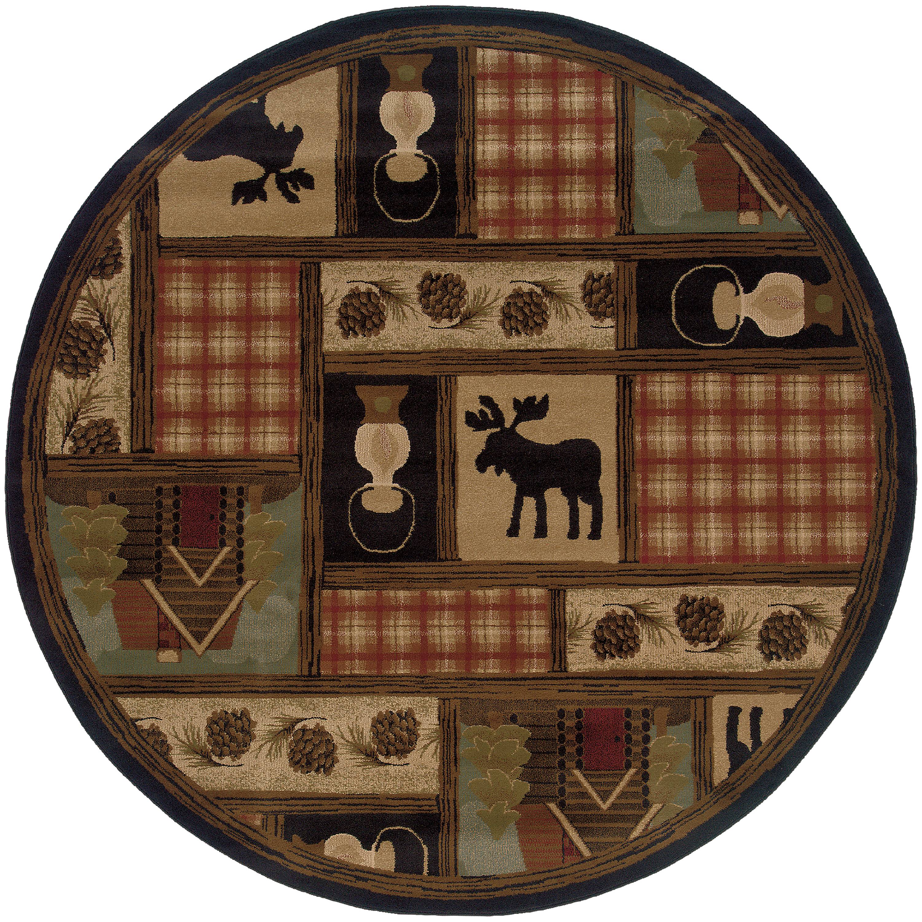 Avalon Home Hamlet Round Novelty Transitional Area Rug, Beige