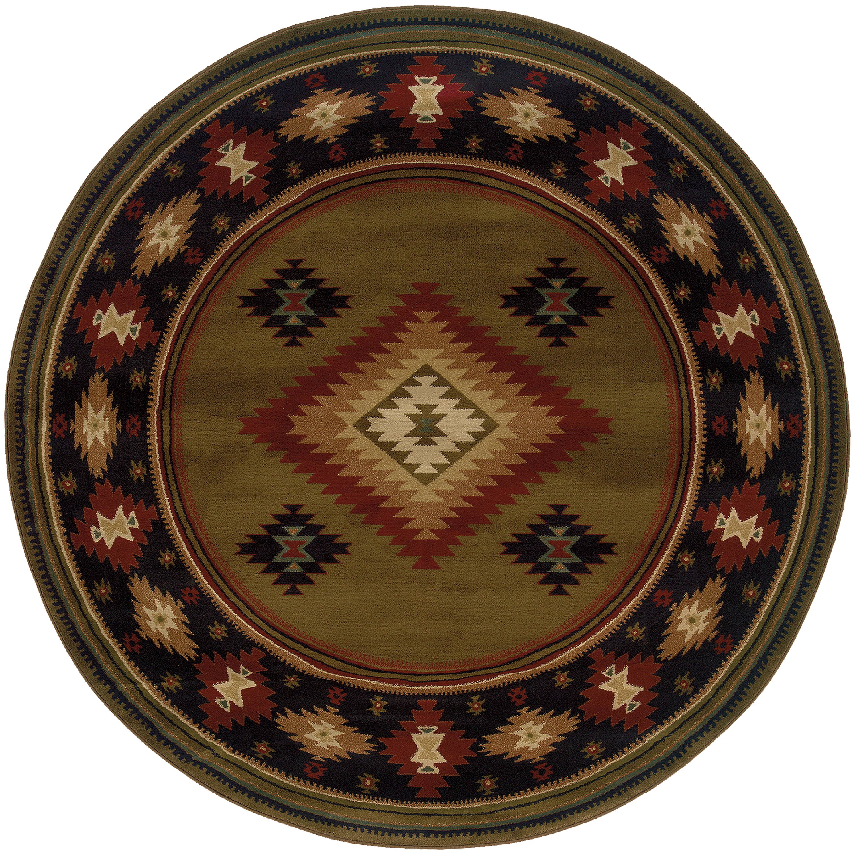Avalon Home Hamlet Round Southwestern Transitional Area Rug, Black