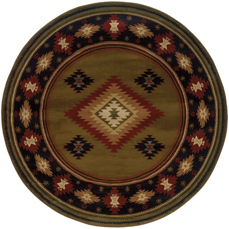 Avalon Home Hamlet Round Southwestern Transitional Area Rug, Black