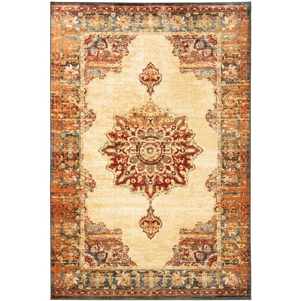Avalon Home Jasmine Medallion Traditional Area Rug, Beige