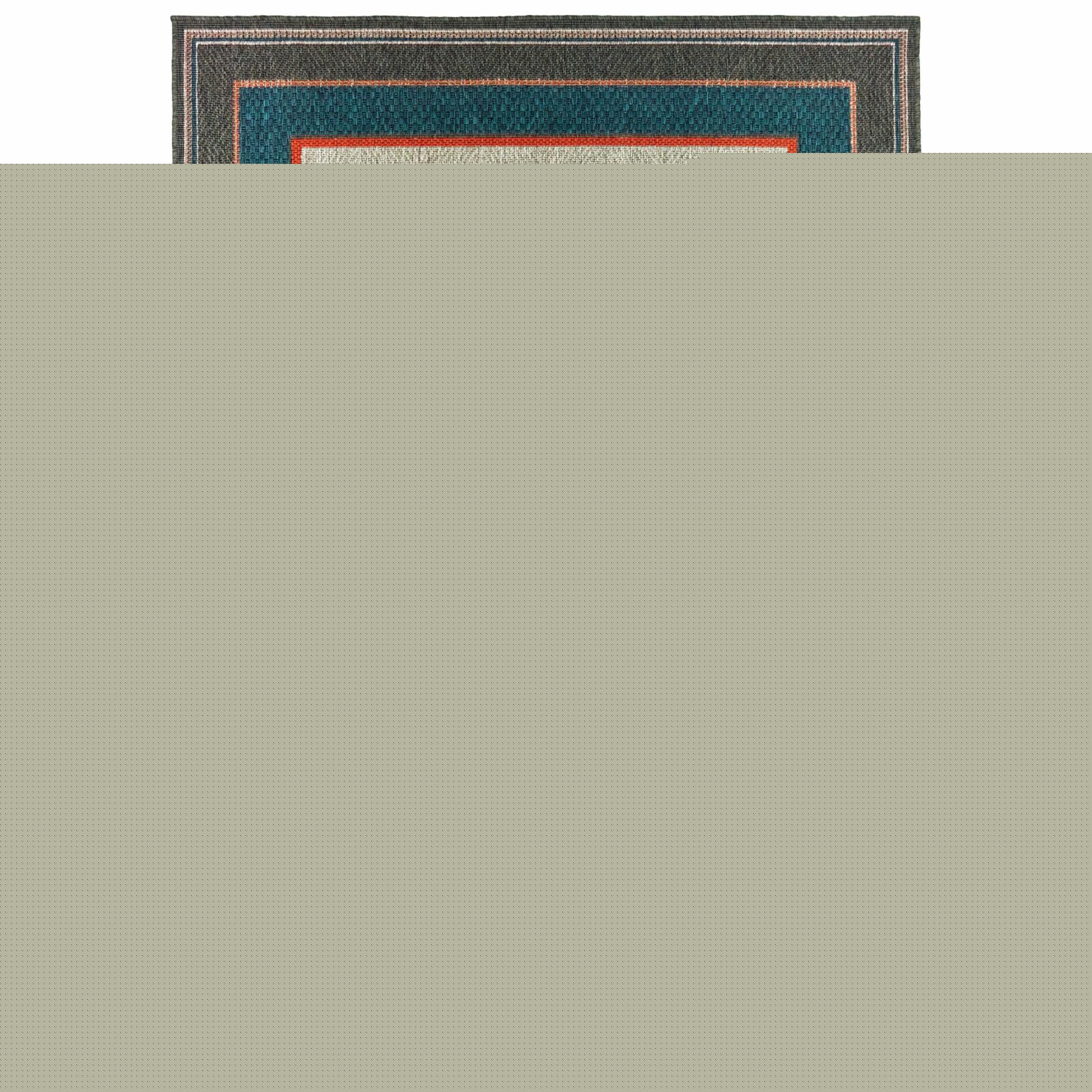 Avalon Home Lakeland Bordered Indoor/Outdoor Rug, 5'3" X 7'3", Grey/ Teal