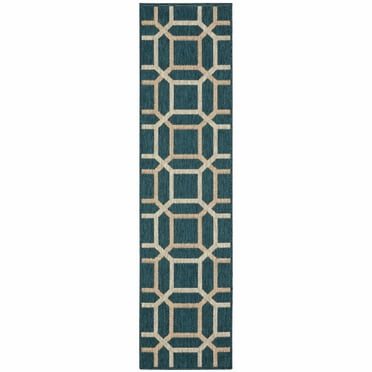 Avalon Home Lakeland Geo Tile Teal Indoor/Outdoor Area Rug