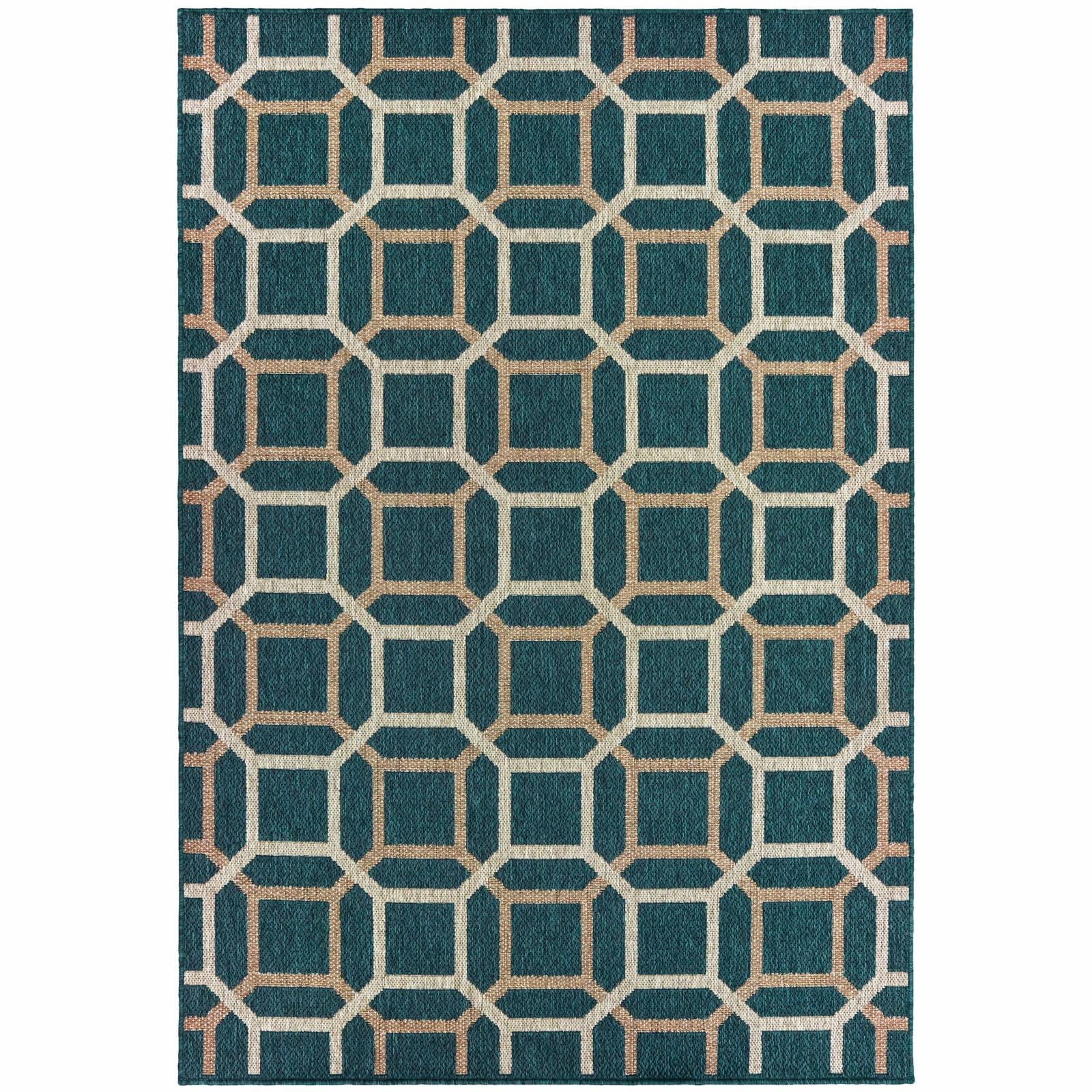 Avalon Home Lakeland Geo Tile Teal Indoor/Outdoor Area Rug - Walmart.com