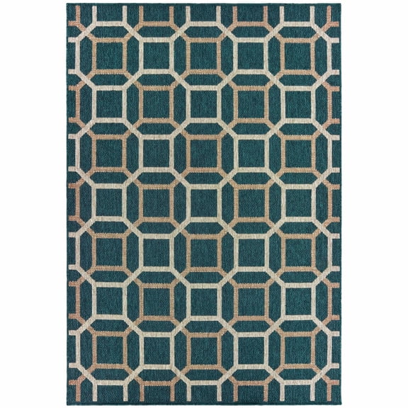 Avalon Home Lakeland Geo Tile Teal Indoor/Outdoor Area Rug