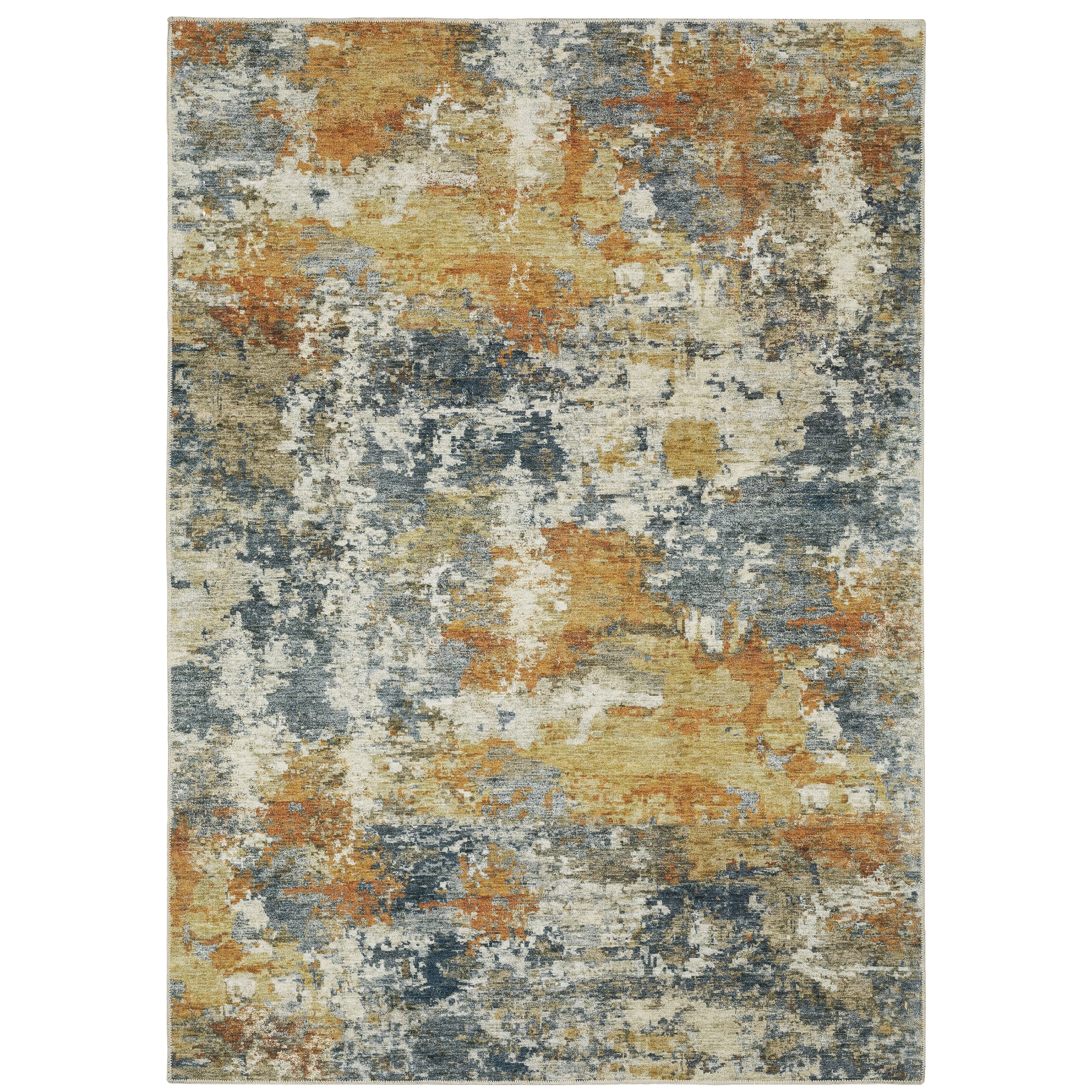Avalon Home Marlowe Washable Contemporary Abstract Orange/ Blue Indoor Area Rug