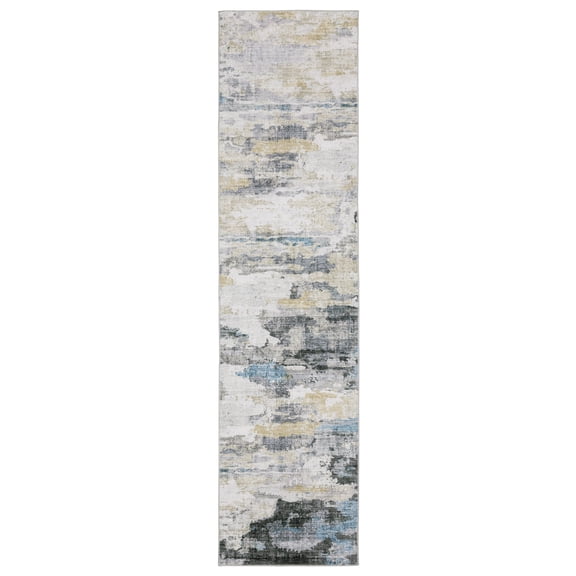 Avalon Home Marlowe Washable Distressed Abstract Grey/ Blue Indoor Area Rug