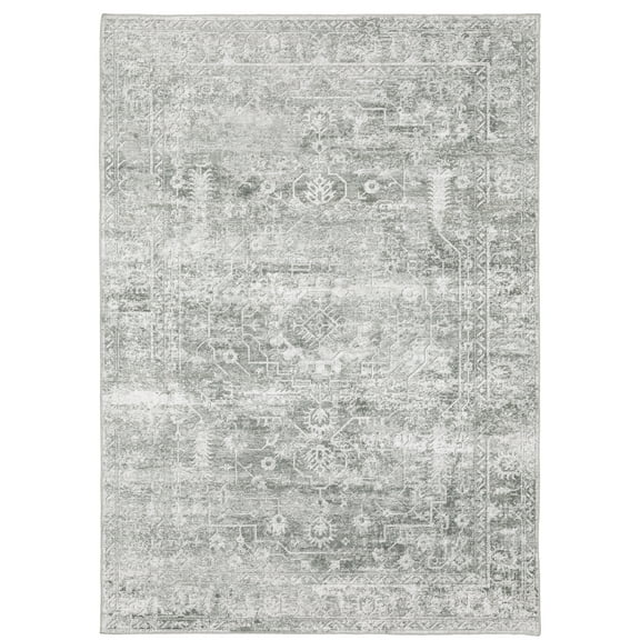 Avalon Home Marlowe Washable Distressed Oriental Grey/ Ivory Indoor Area Rug