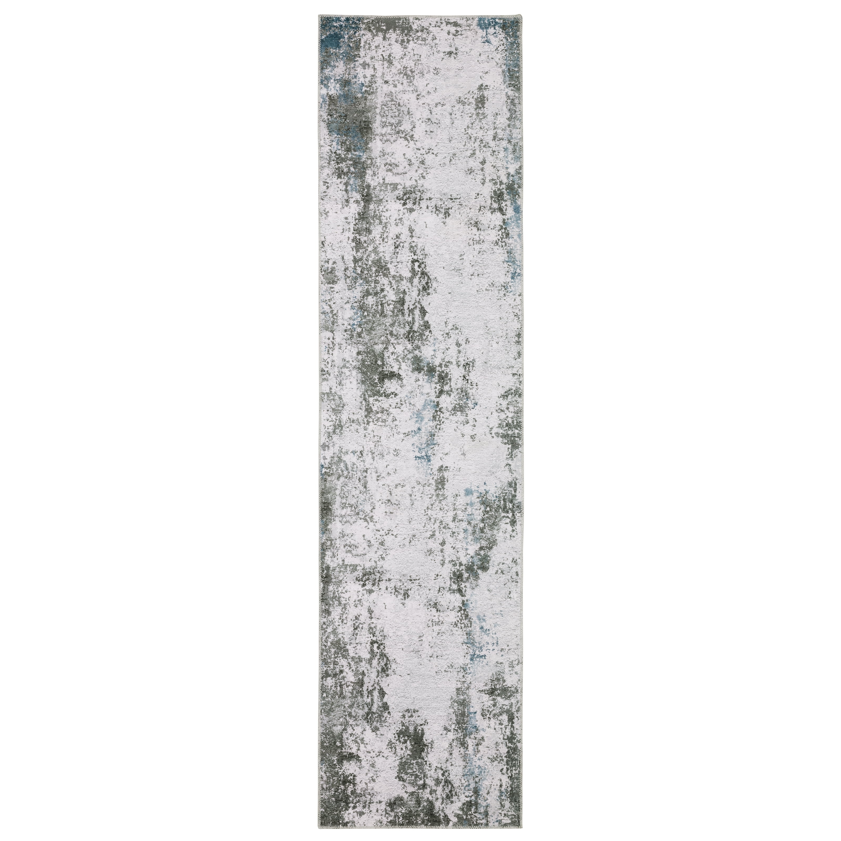 Avalon Home Marlowe Washable Marbled Abstract Grey/ Blue Indoor Area Rug