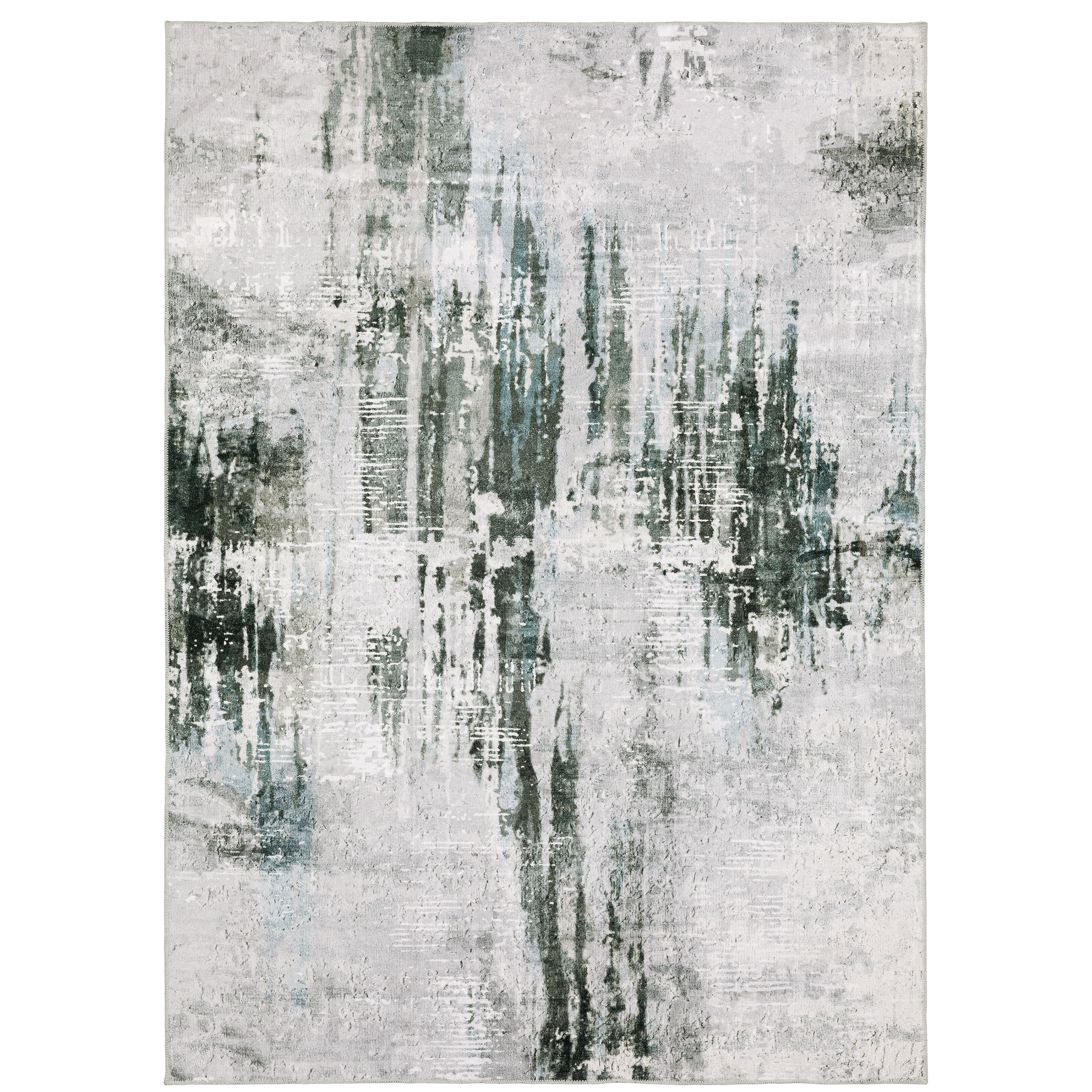 Avalon Home Marlowe Washable Modern Abstract Grey/ Teal Indoor Area Rug