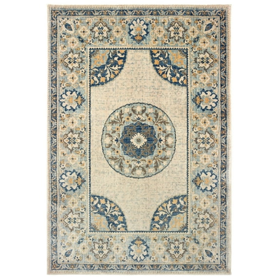 Avalon Home Penelope Blue Floral Medallion Area Rug or Runner, Multiple Sizes