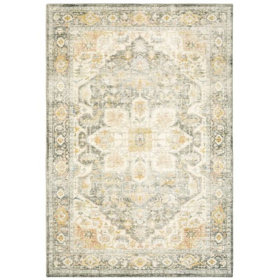 Avalon Home Silvana Bohemian Medallion Area Rug, 5'3" X 7'3", Gray/ Gold