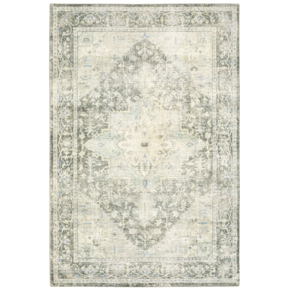 Avalon Home Silvana Bordered Medallion Area Rug, 5'3" X 7'3", Gray/ Ivory