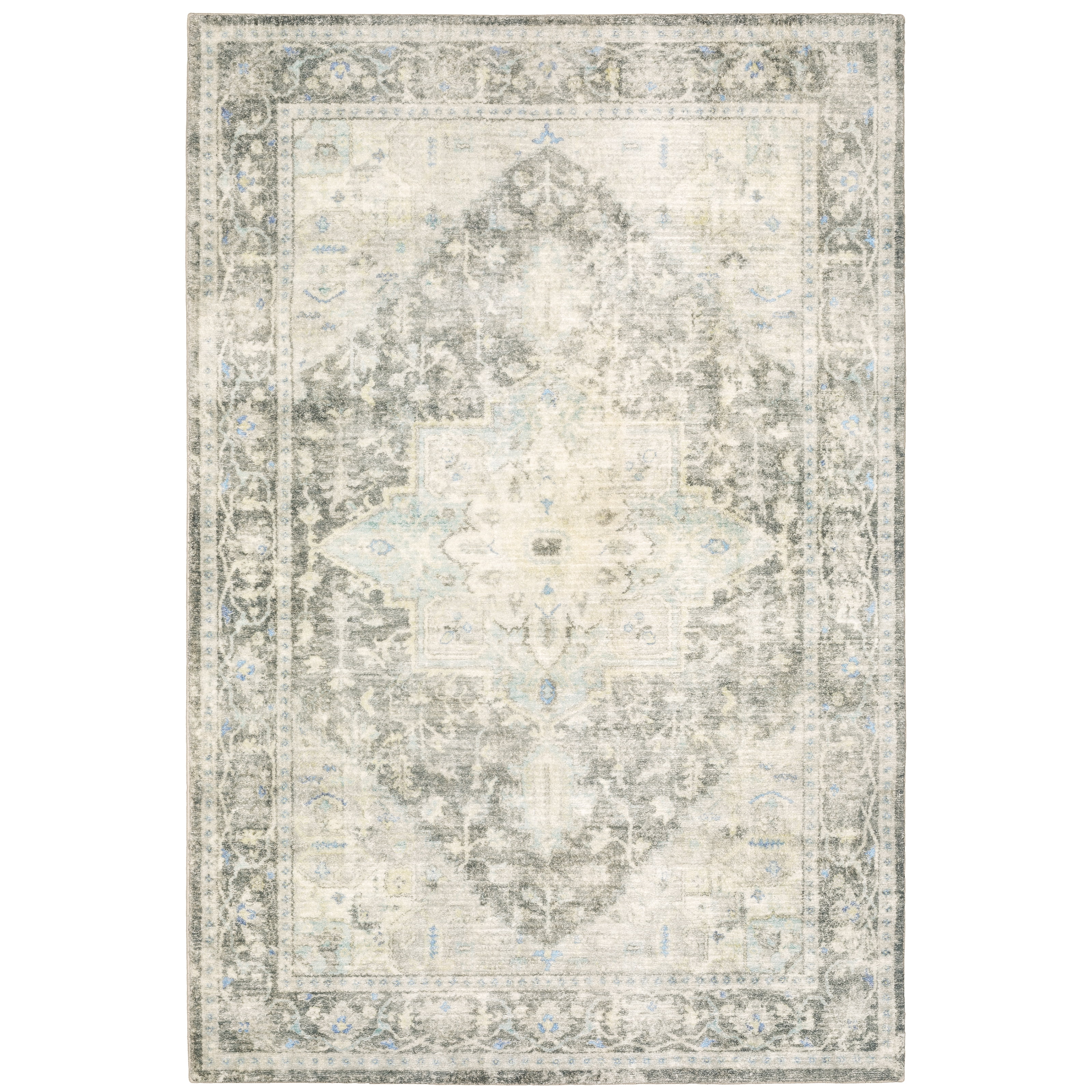 Avalon Home Silvana Bordered Medallion Area Rug, 7'8" X 10', Gray/ Ivory