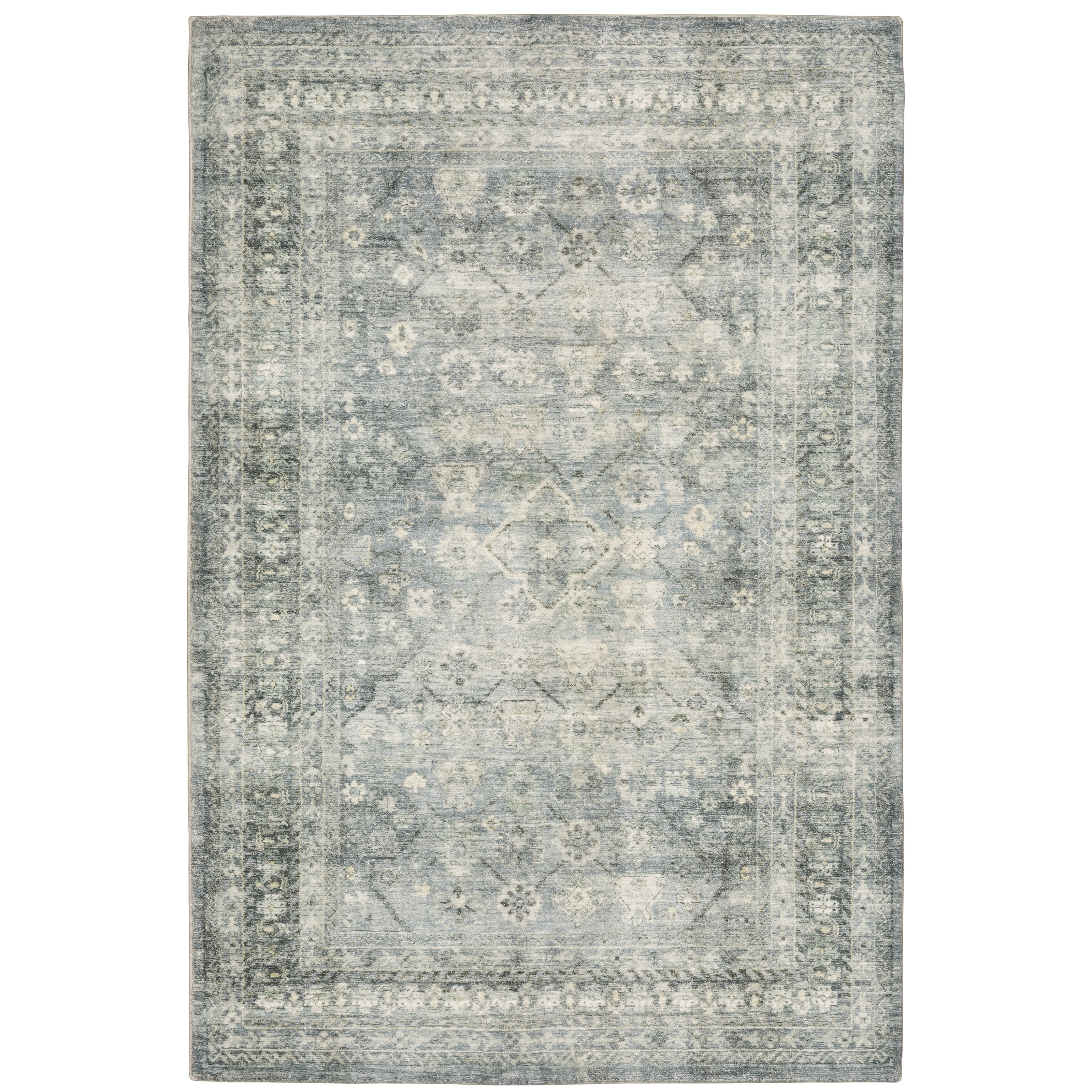 Avalon Home Silvana Distressed Floral Area Rug, 7'8" X 10', Blue/ Ivory