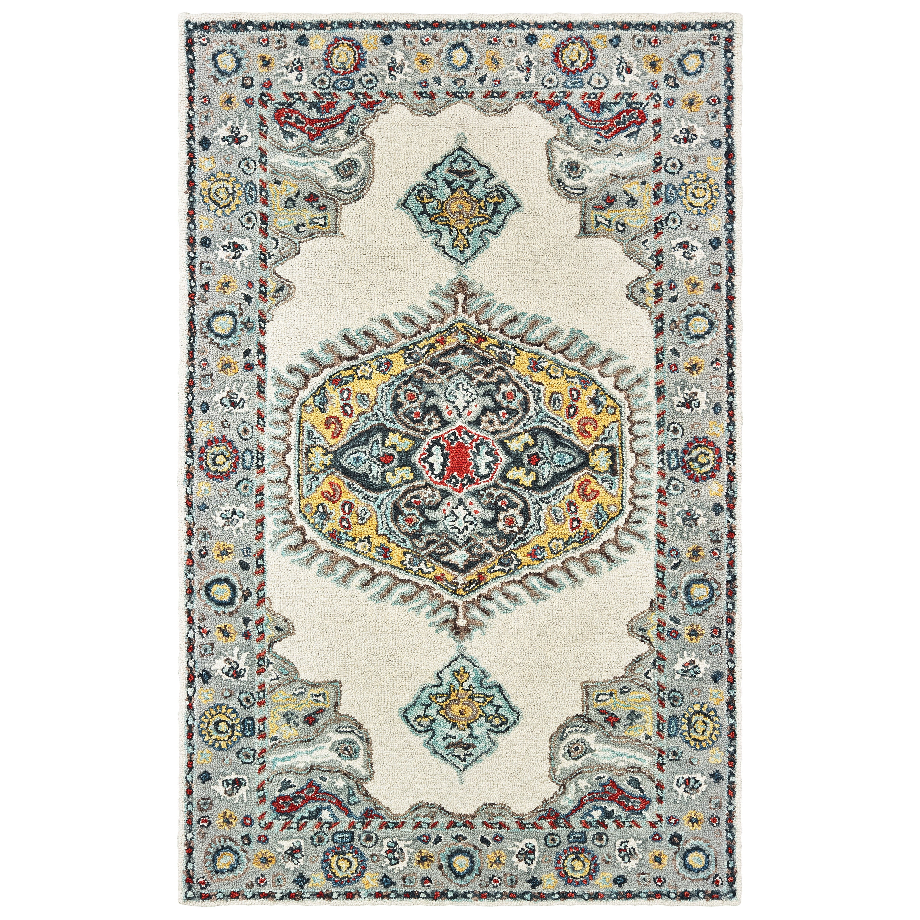 Avalon Home Zenon Medallion Traditional Area Rug, Off-White