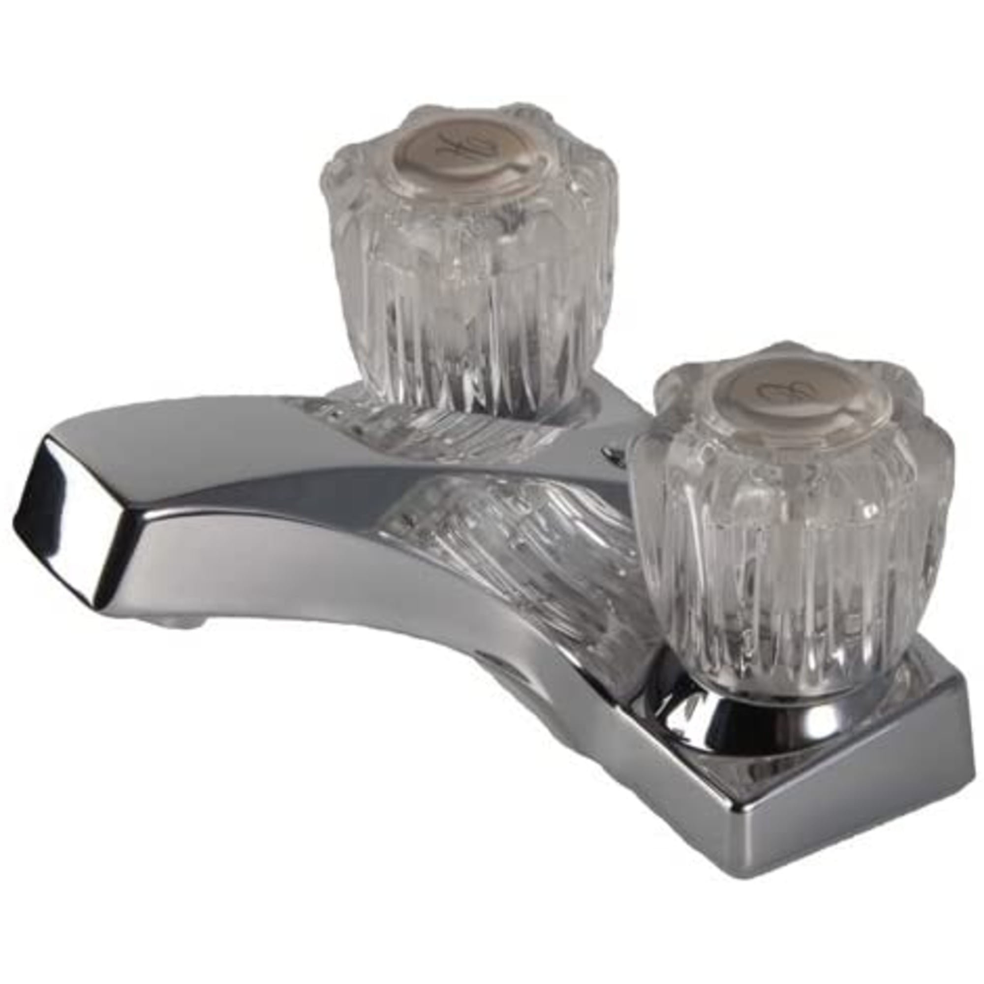 Chrome Dual Handle Bathroom Faucet with Clear Knobs